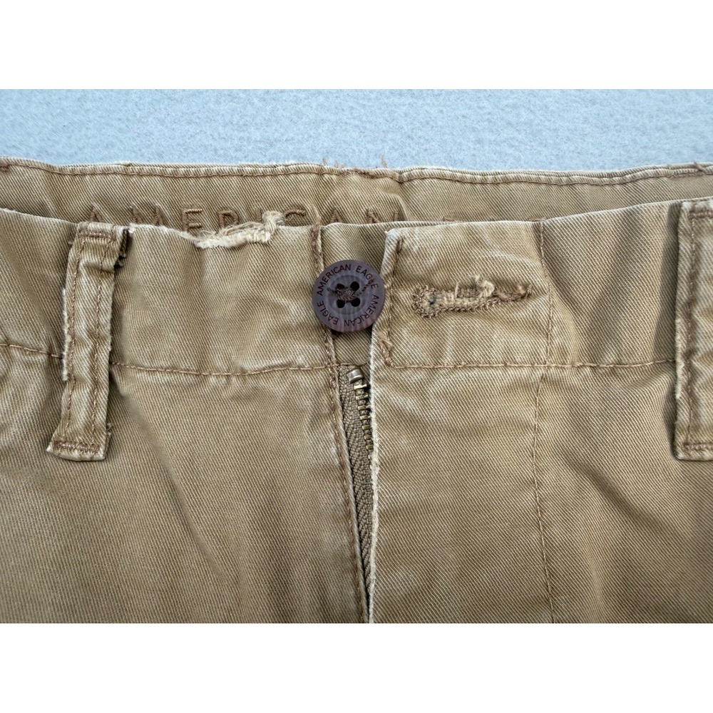 American Eagle Flex Khaki Chinos Slim Fit Distressed Brown Pants Mens 32x28.5